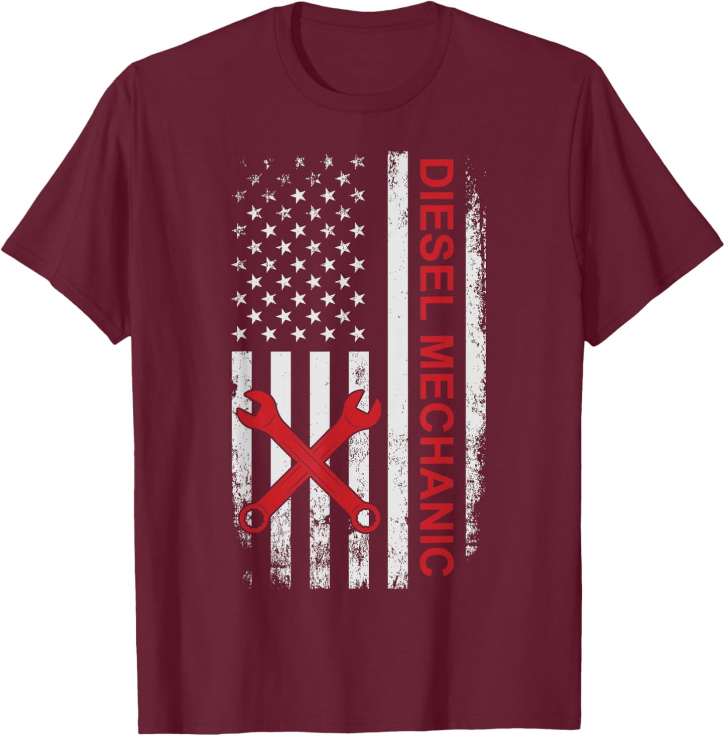 Mechanic Garage American Flag Auto Car Mechanic T-Shirt - T-Shirt | Maroon