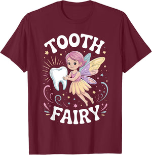 Funny Tooth Fairy Art Women Boys Girls Tooth Fairy T-Shirt - T-Shirt | Maroon