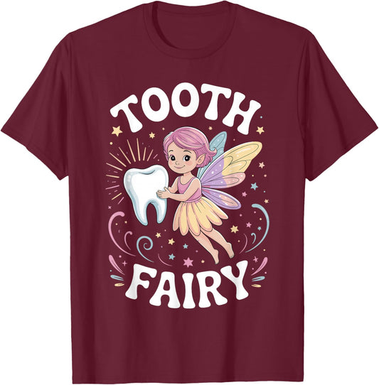 Funny Tooth Fairy Art Women Boys Girls Tooth Fairy T-Shirt - T-Shirt | Maroon