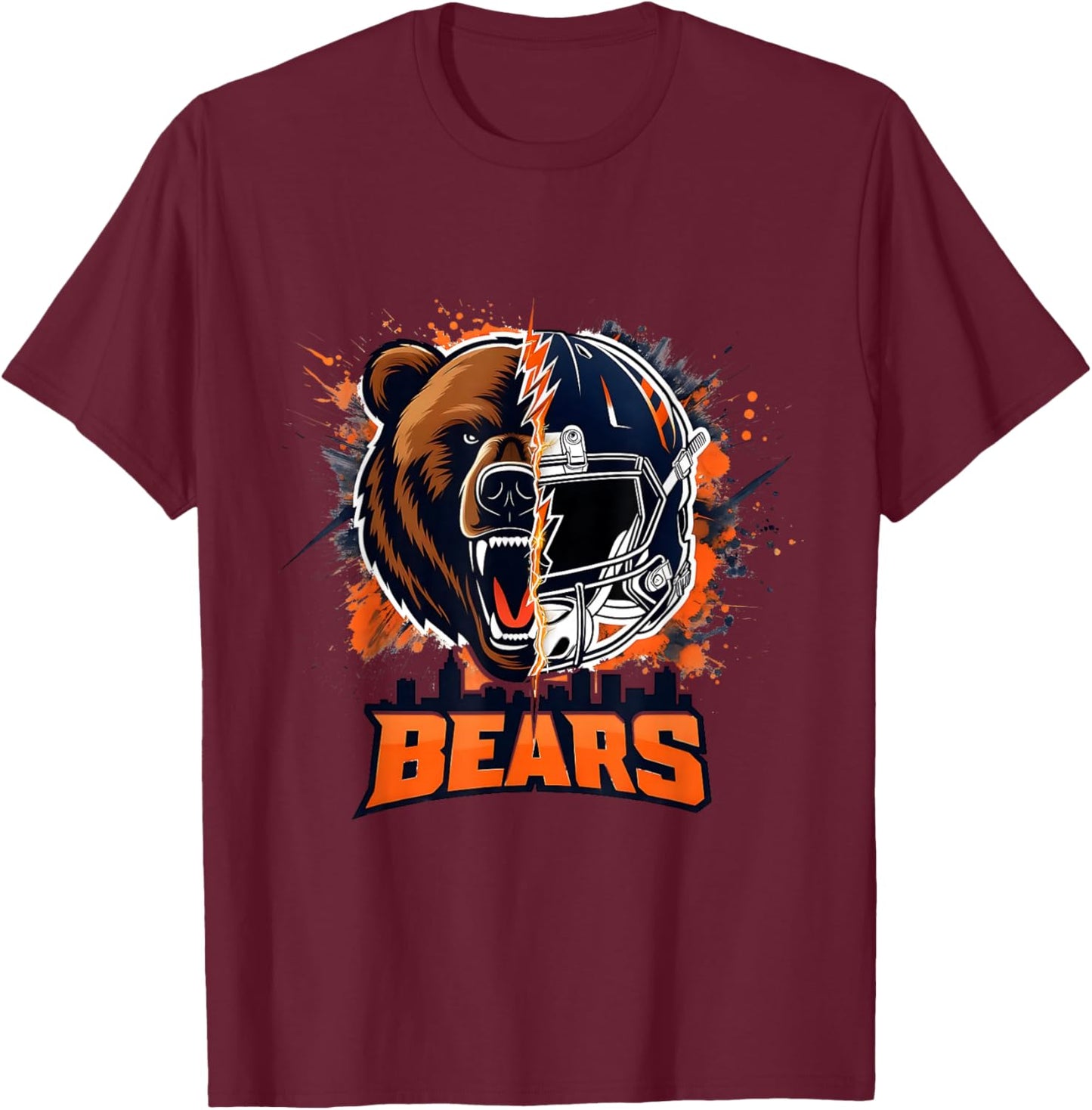 Grizzly Splatter Sports Cool Bear Lover Team Stylish T-Shirt - T-Shirt | Maroon
