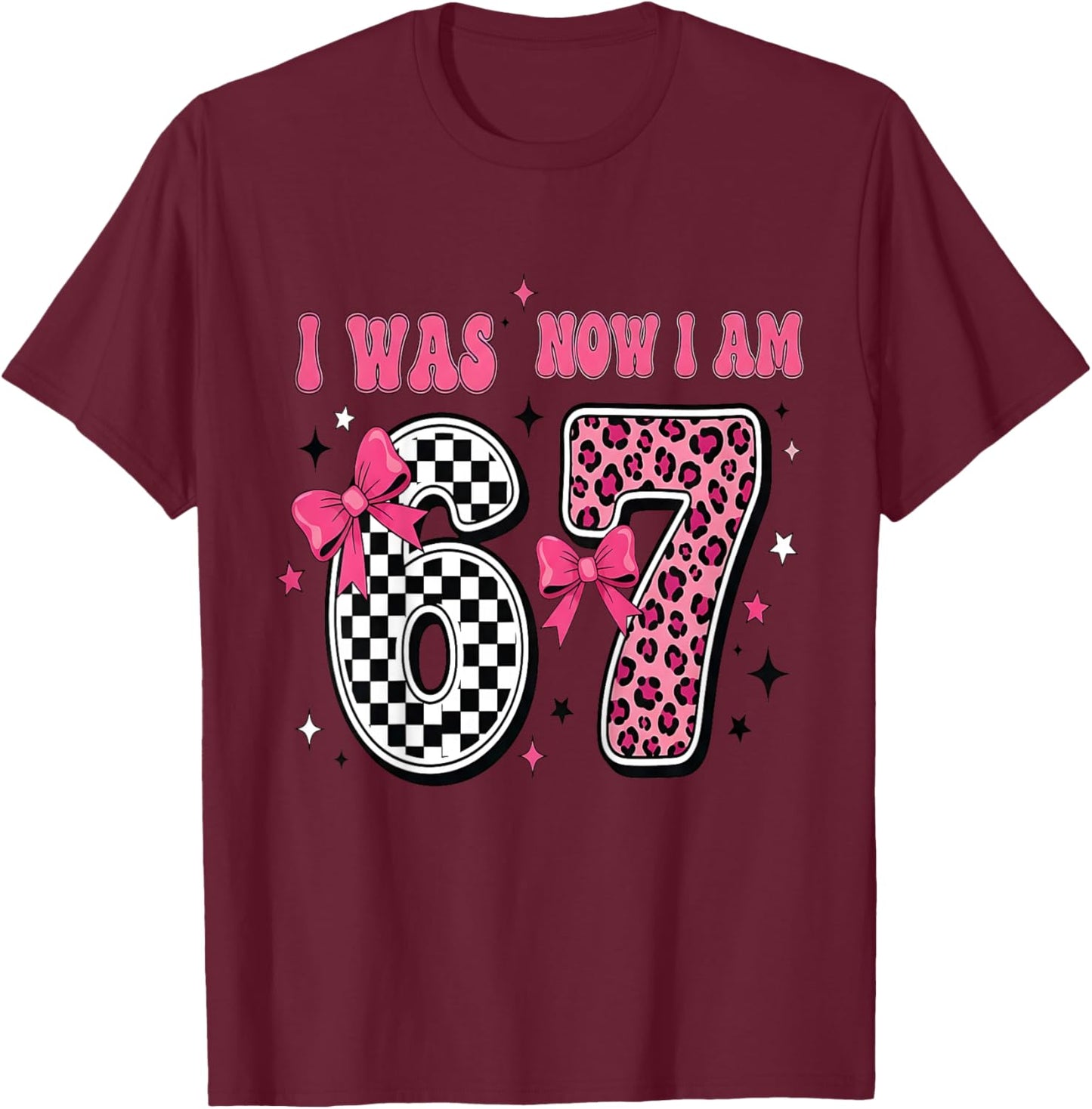 7th Birthday Girl I was 6 Now I'm 7 Years Old Birthday Girl T-Shirt - T-Shirt | Maroon