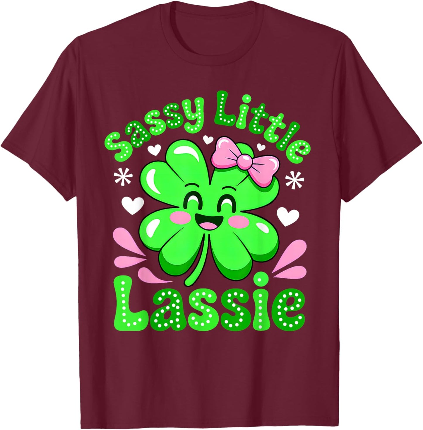Groovy Happy St Patricks Day Sassy Little Lassie Kids Girls T-Shirt - T-Shirt | Maroon
