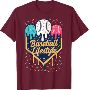 Baseball Life Style 101 Apparel Youth Drip Baseball Boys Kid T-Shirt - T-Shirt | Maroon