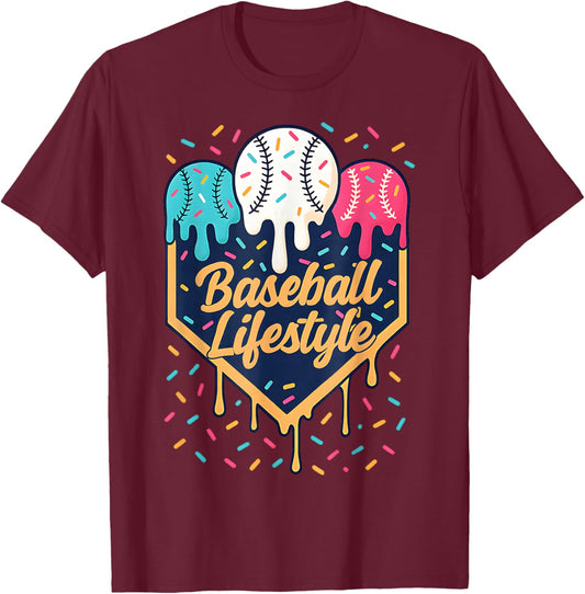 Baseball Life Style 101 Apparel Youth Drip Baseball Boys Kid T-Shirt - T-Shirt | Maroon