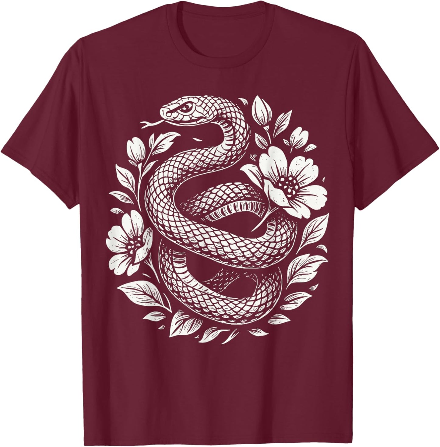 Floral Snake T-Shirt - T-Shirt | Maroon