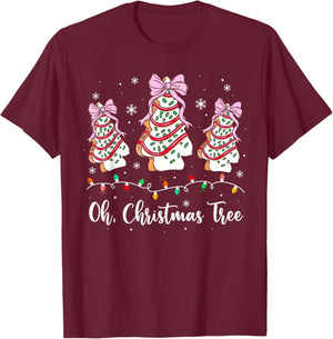 Groovy Oh Christmas Tree Cakes Debbie Beckey Jen Cake Lovers T-Shirt - T-Shirt | Maroon