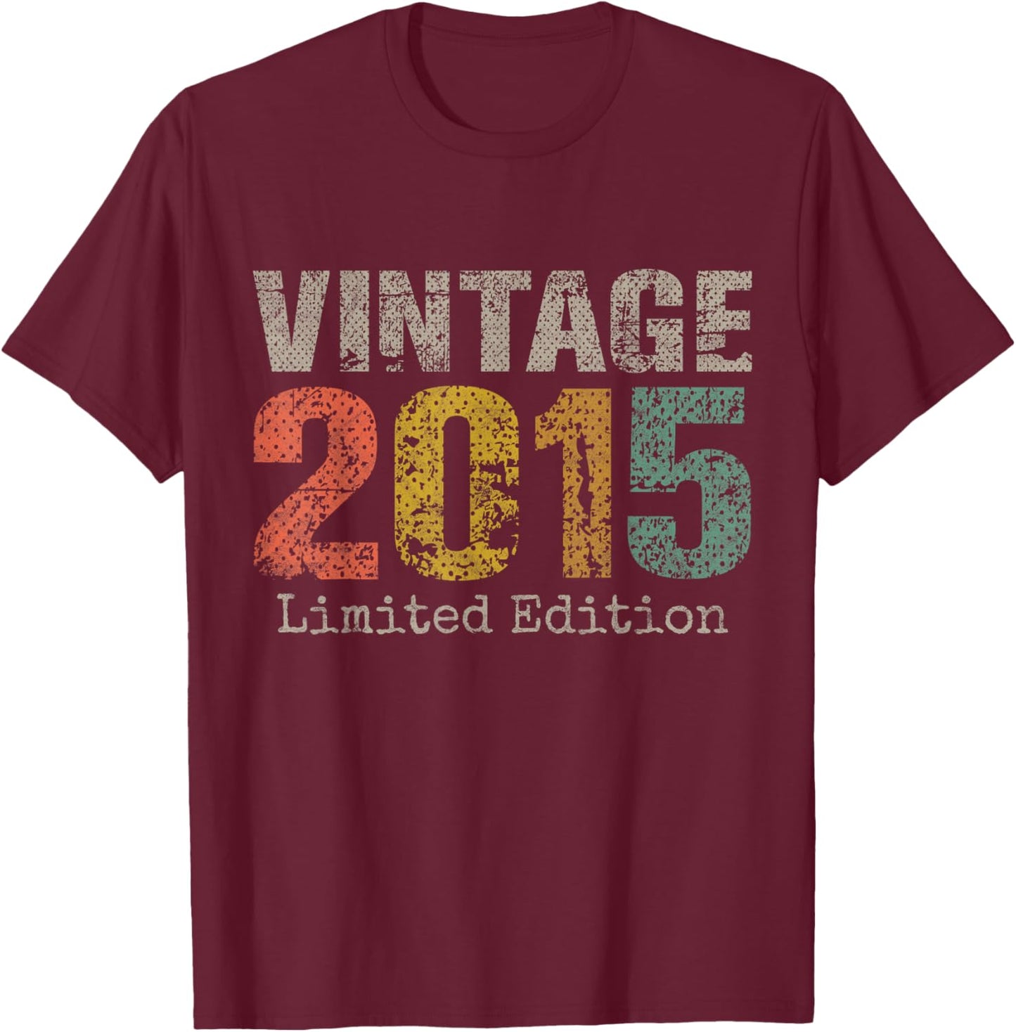 Vintage 2015 Text 11th Birthday Gift Boy Girl 11 Year Old T-Shirt - T-Shirt | Maroon