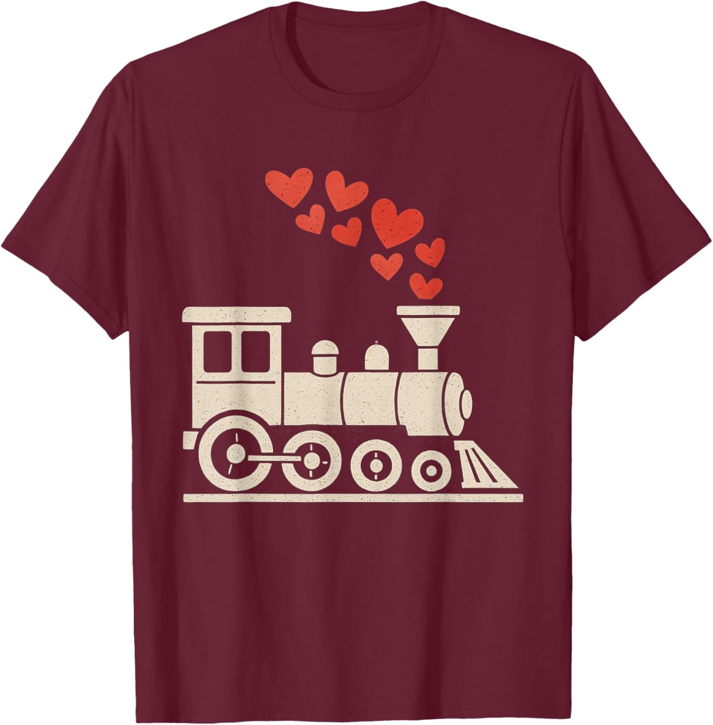 Kids Train Hearts Valentines Day Cute V Day Pajama Boys Kids T-Shirt - T-Shirt | Maroon