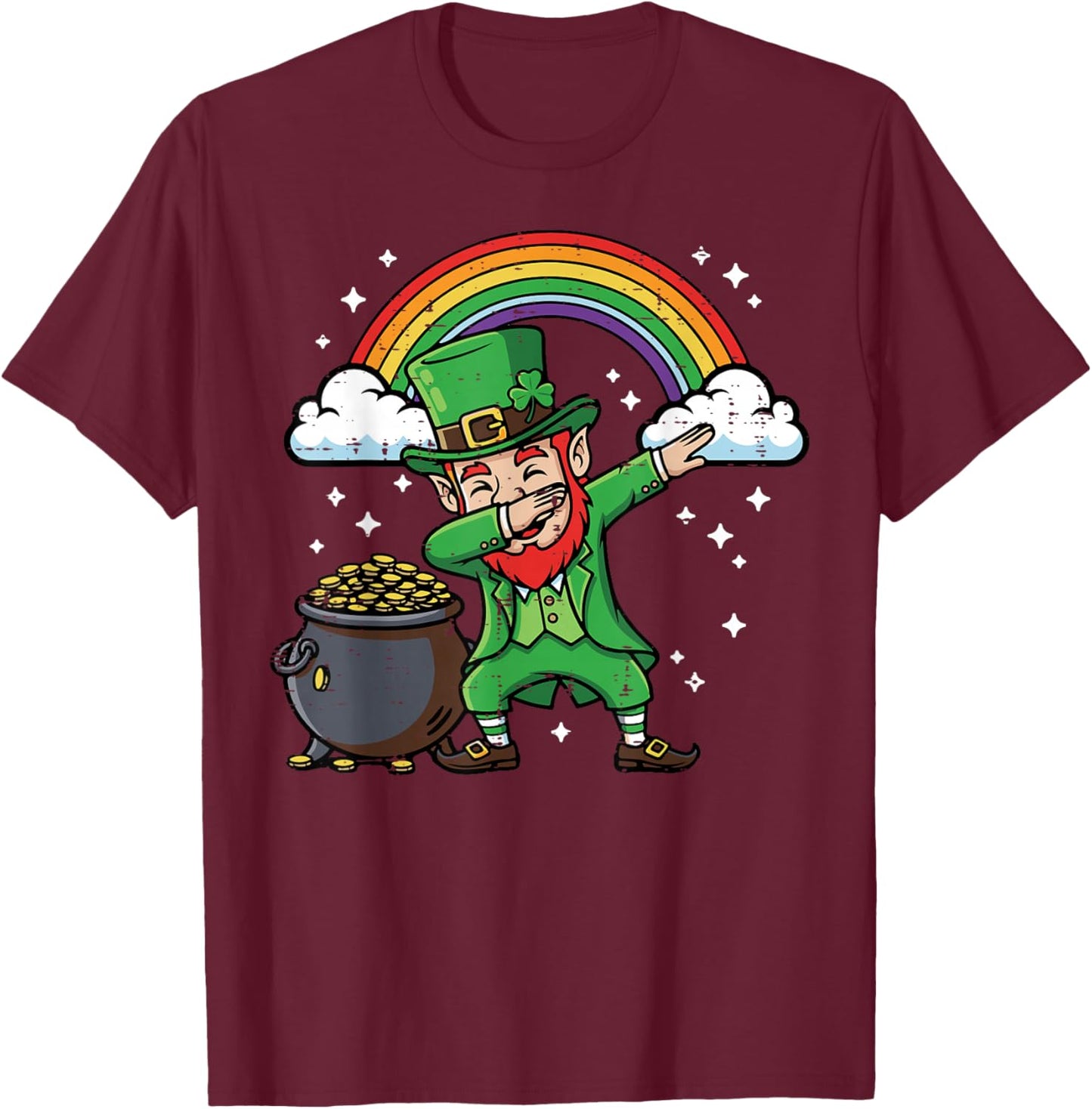St Patricks Day Leprechaun Dab Saint Paddys Men Women Kids T-Shirt - T-Shirt | Maroon