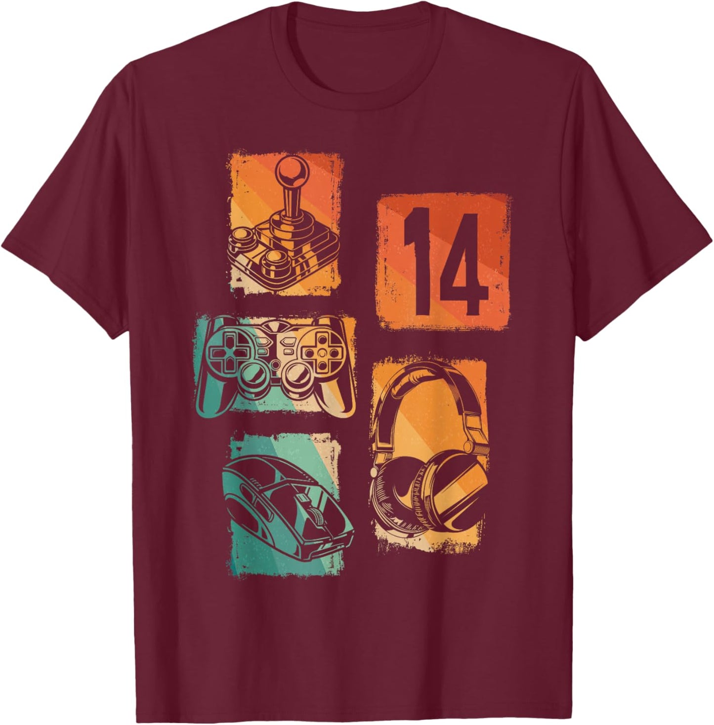Level 14 Unlocked Gamer 14th Birthday Gaming Boys Girls T-Shirt - T-Shirt | Maroon