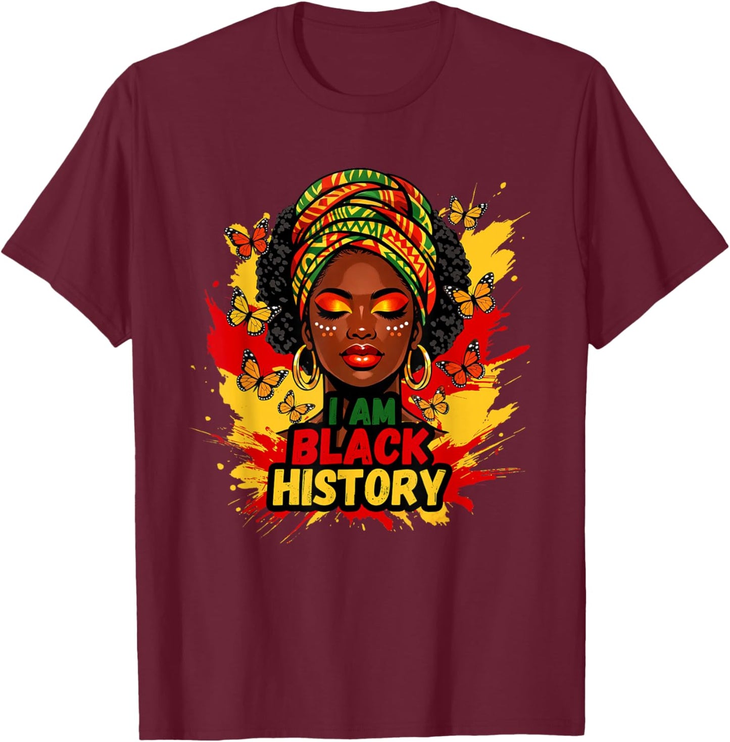 I-Am Black History Month Melanin African American Afro Women T-Shirt - T-Shirt | Maroon