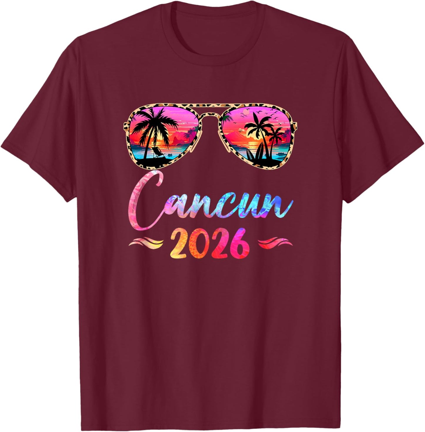 Cancun Vacation 2026 Matching Group Family Summer Trip T-Shirt - T-Shirt | Maroon