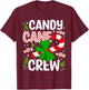 Candy Cane Crew Funny Cquette Christmas Holiday Ribbon T-Shirt - T-Shirt | Maroon