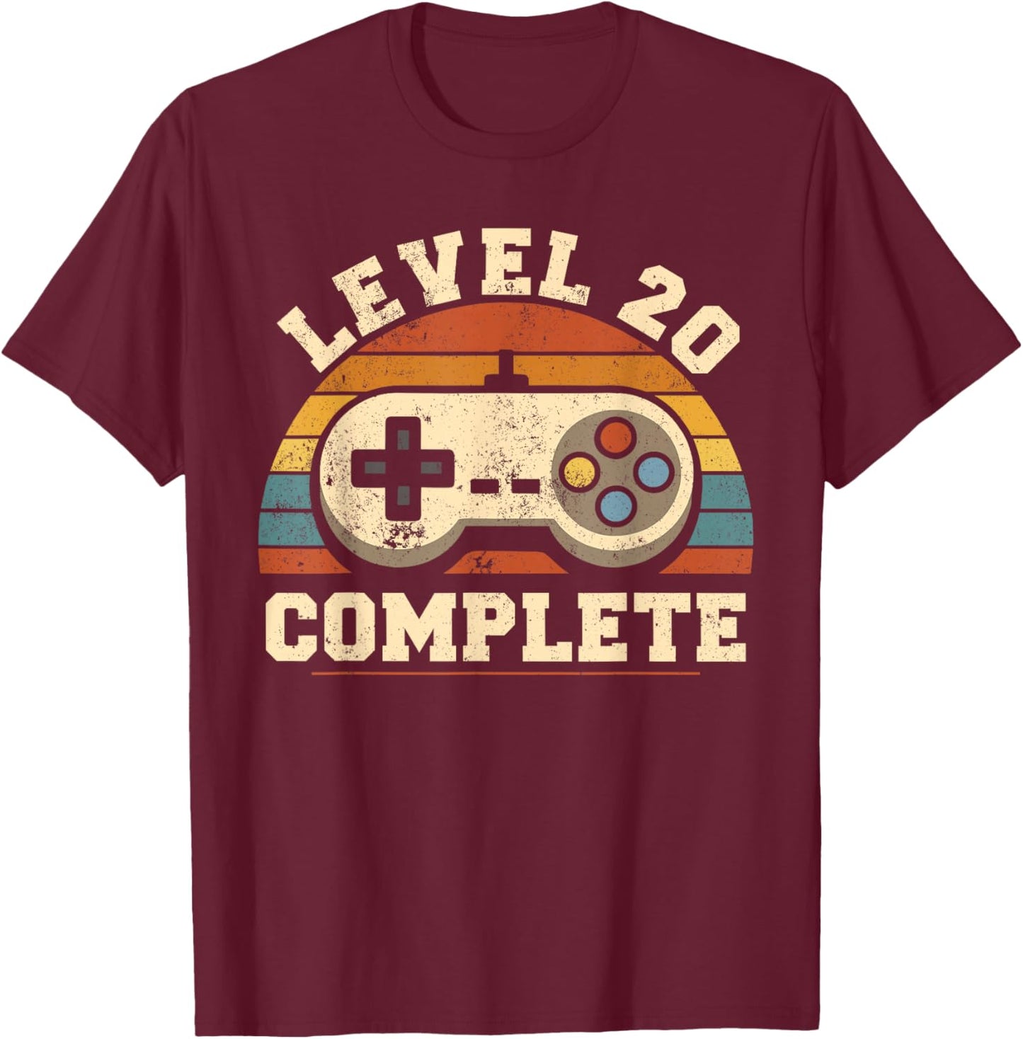 20th Wedding Anniversary Her Retro Level 20 Complete T-Shirt - T-Shirt | Maroon