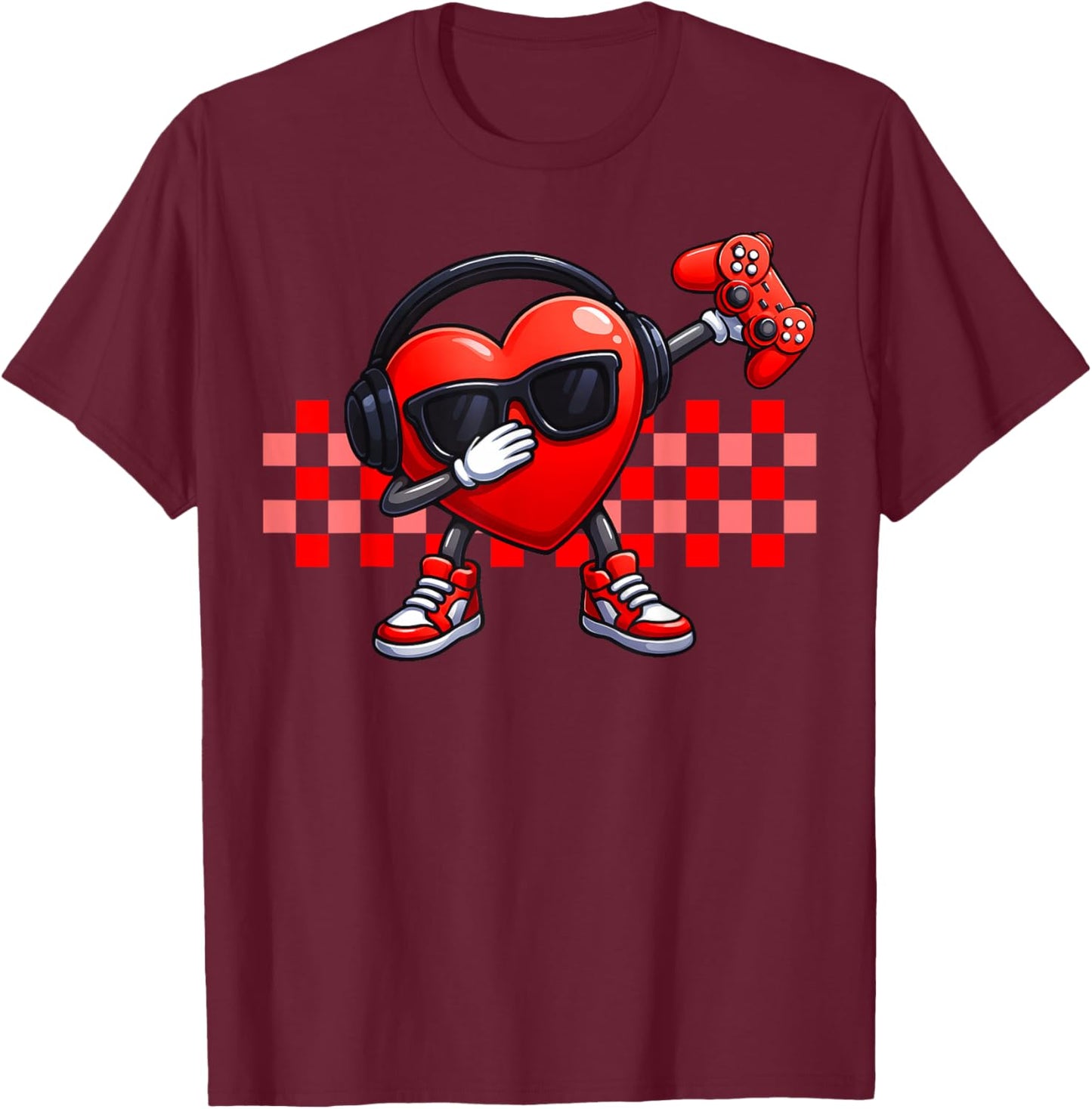 My Kind Valentine Dabbing Heart Gamer Gaming Men Boys Kids T-Shirt - T-Shirt | Maroon