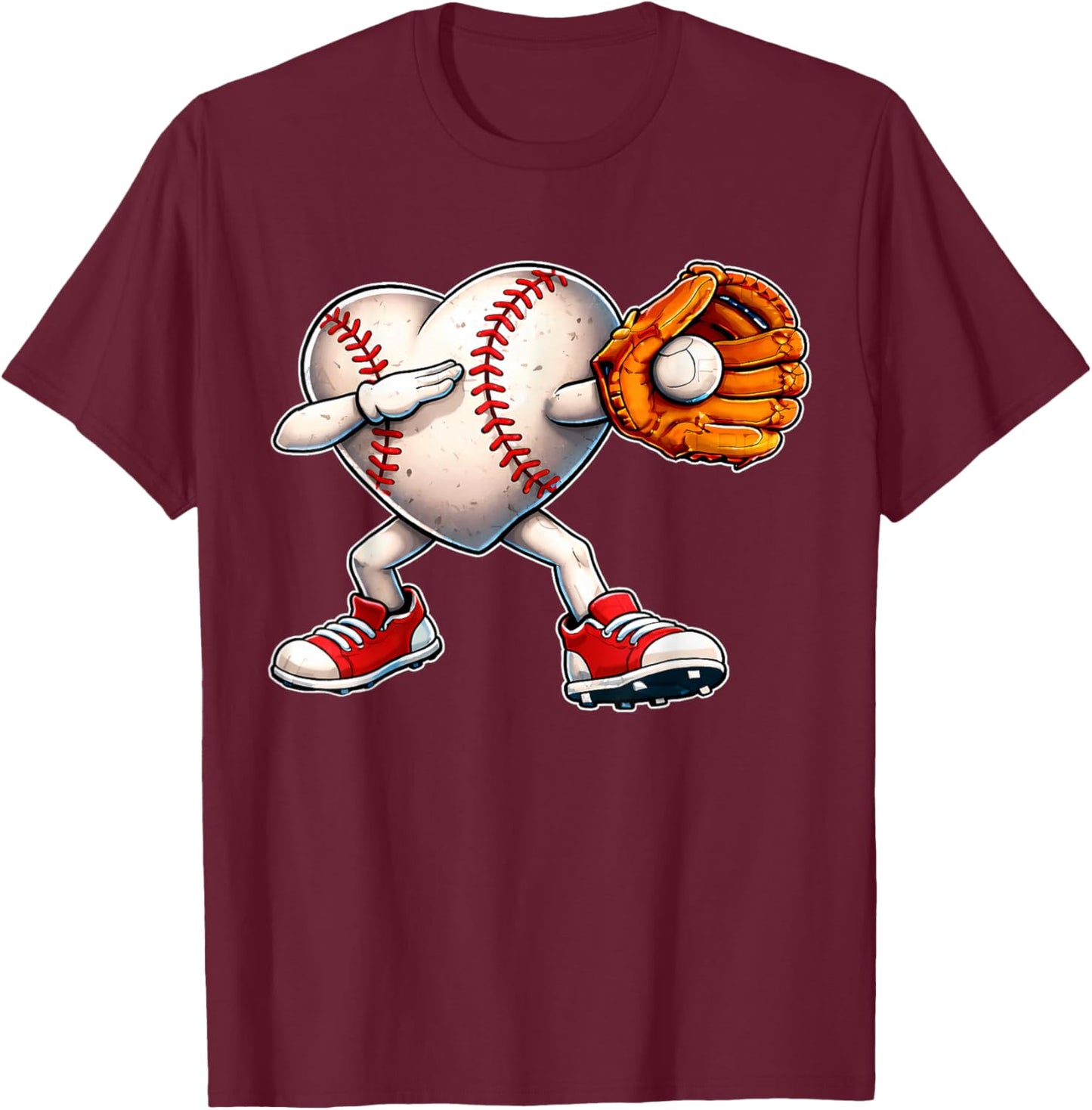 Valentine Baseball Heart Sport Love Valentines Day Boys Kids T-Shirt - T-Shirt | Maroon