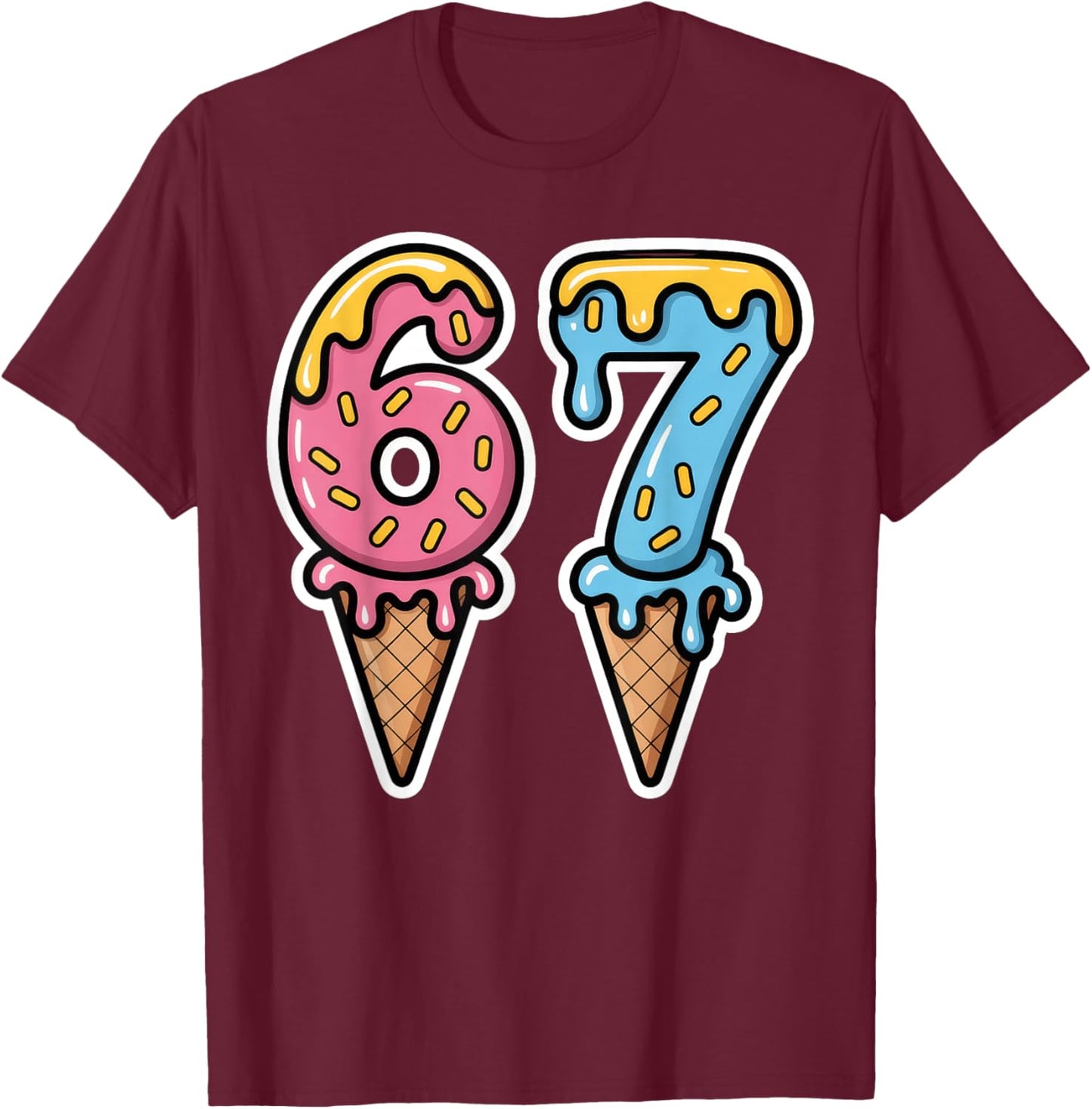 Mason 67 Ice Cream Cute Meme Six Seven T-Shirt - T-Shirt | Maroon