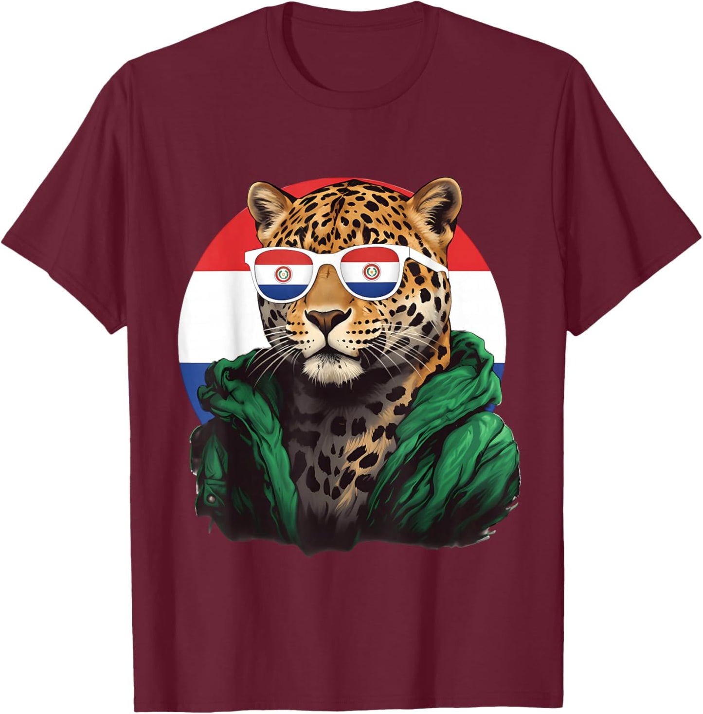 Paraguay Flag Leopard Paraguayan Roots T-Shirt - T-Shirt | Maroon