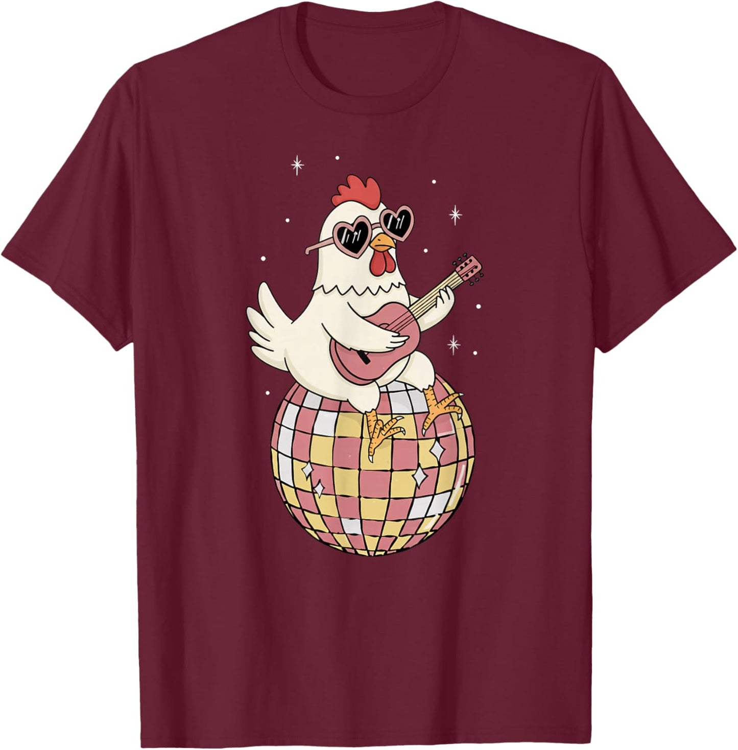 Funny Chicken Disco Dancing Ball Groovy Retro 80s Costume T-Shirt - T-Shirt | Maroon