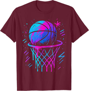 American Basketball Splash Ball Player Team Kids Boys T-Shirt - T-Shirt | Maroon