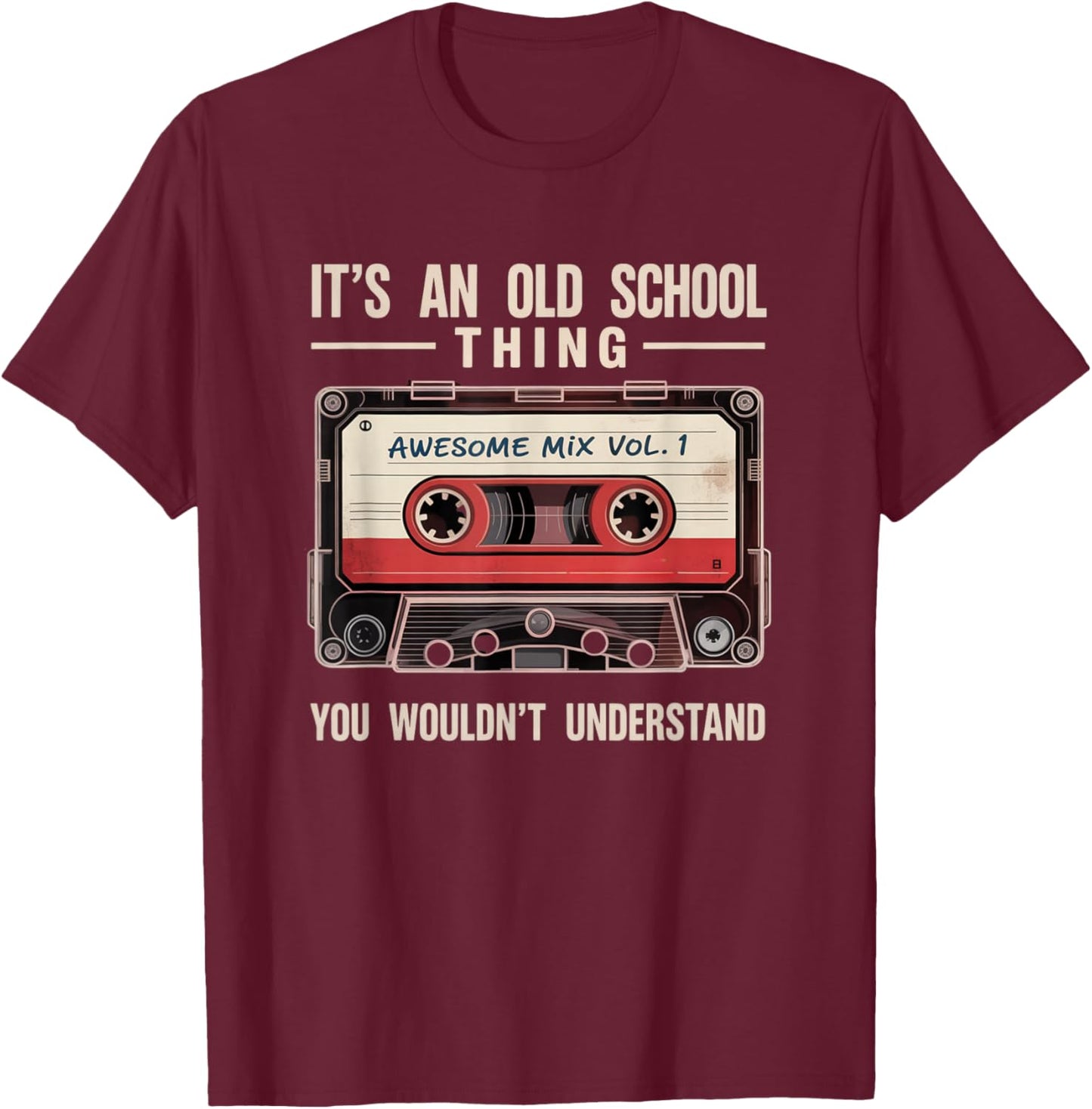 Retro Cassette Tape 70s 80s 90s Music Mixtape Men Women Kids T-Shirt - T-Shirt | Maroon