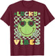 St Patricks Day Women Girls Kid Toddler Shamrock Lucky Vibes T-Shirt - T-Shirt | Maroon