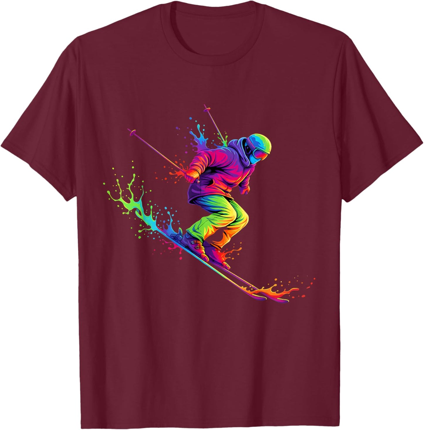 Ski Winter Sport Skiing Skier T-Shirt - T-Shirt | Maroon