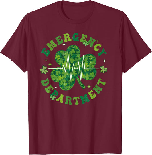 Emergency Department Nurse St Patrick's Day Nursing School T-Shirt - T-Shirt | Maroon