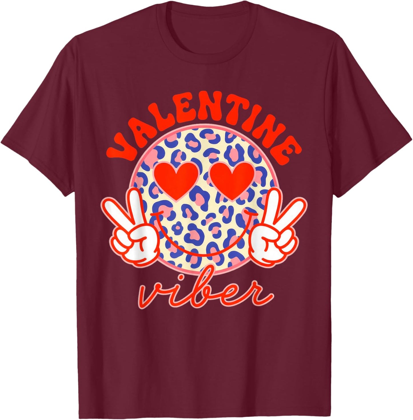 Groovy Valentine Vibes Valentines T-Shirt - T-Shirt | Maroon