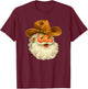 Santa Cowboy Western Christmas Xmas Holiday Pajamas T-Shirt - T-Shirt | Maroon