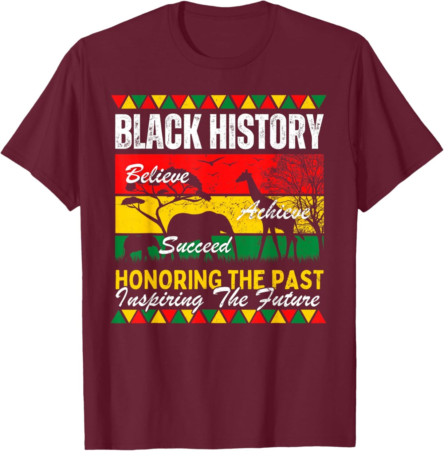 Honoring Past Inspiring Future Black History Men Women Kids T-Shirt - T-Shirt | Maroon