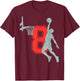 Basketball Fan Birthday Boy Girl 8th Bday Party 8 Years Kid T-Shirt - T-Shirt | Maroon