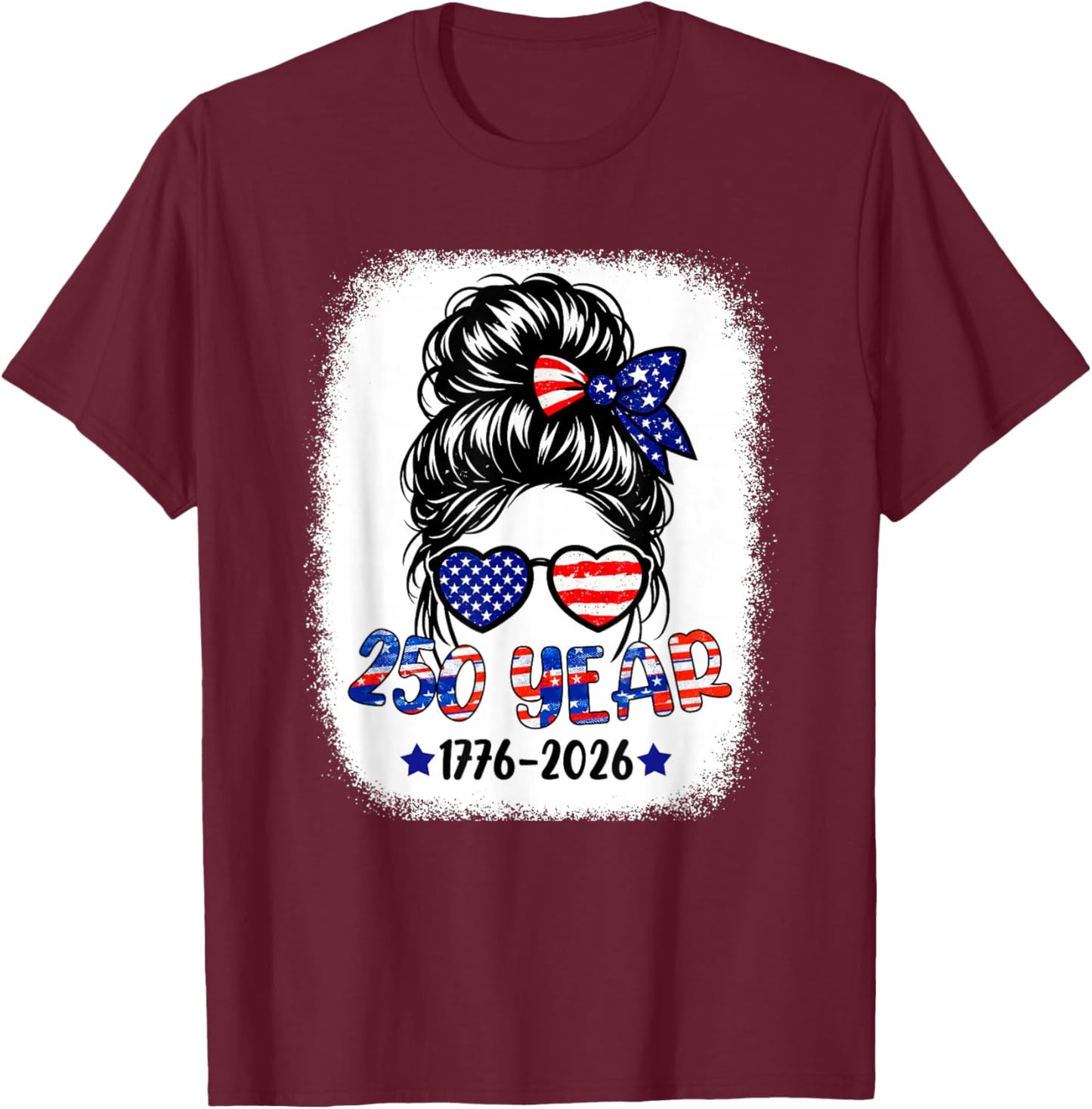 250 Years American 1776 2026 250th 4th July Women Kids Girl T-Shirt - T-Shirt | Maroon