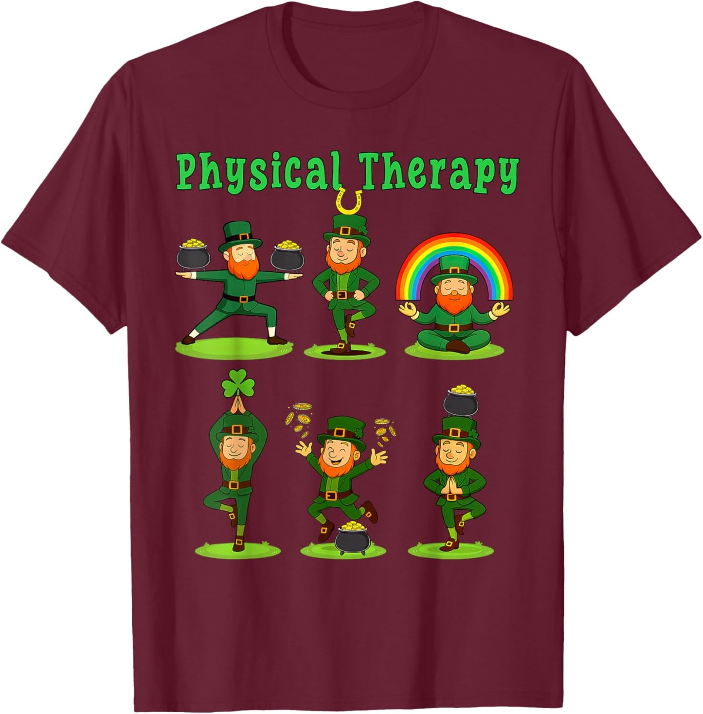Leprechaun Physical Therapy St Patrick's Day PTA Therapist T-Shirt - T-Shirt | Maroon