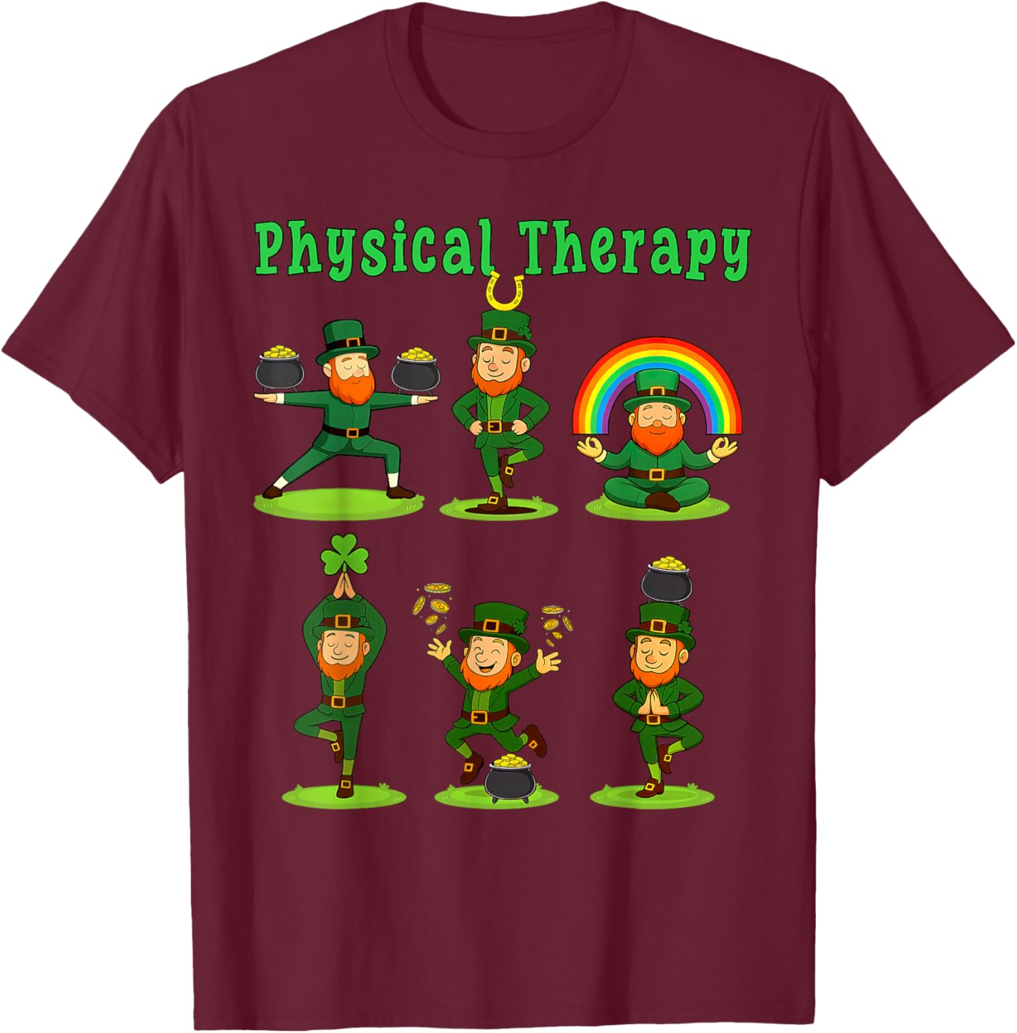 Leprechaun Physical Therapy St Patrick's Day PTA Therapist T-Shirt - T-Shirt | Maroon