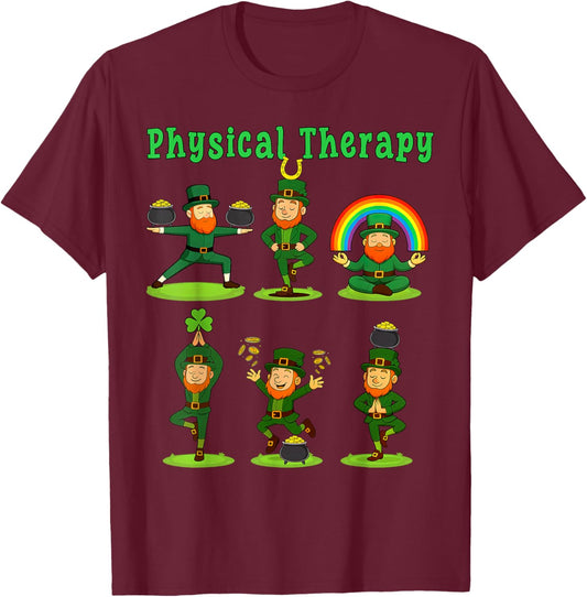 Leprechaun Physical Therapy St Patrick's Day PTA Therapist T-Shirt - T-Shirt | Maroon