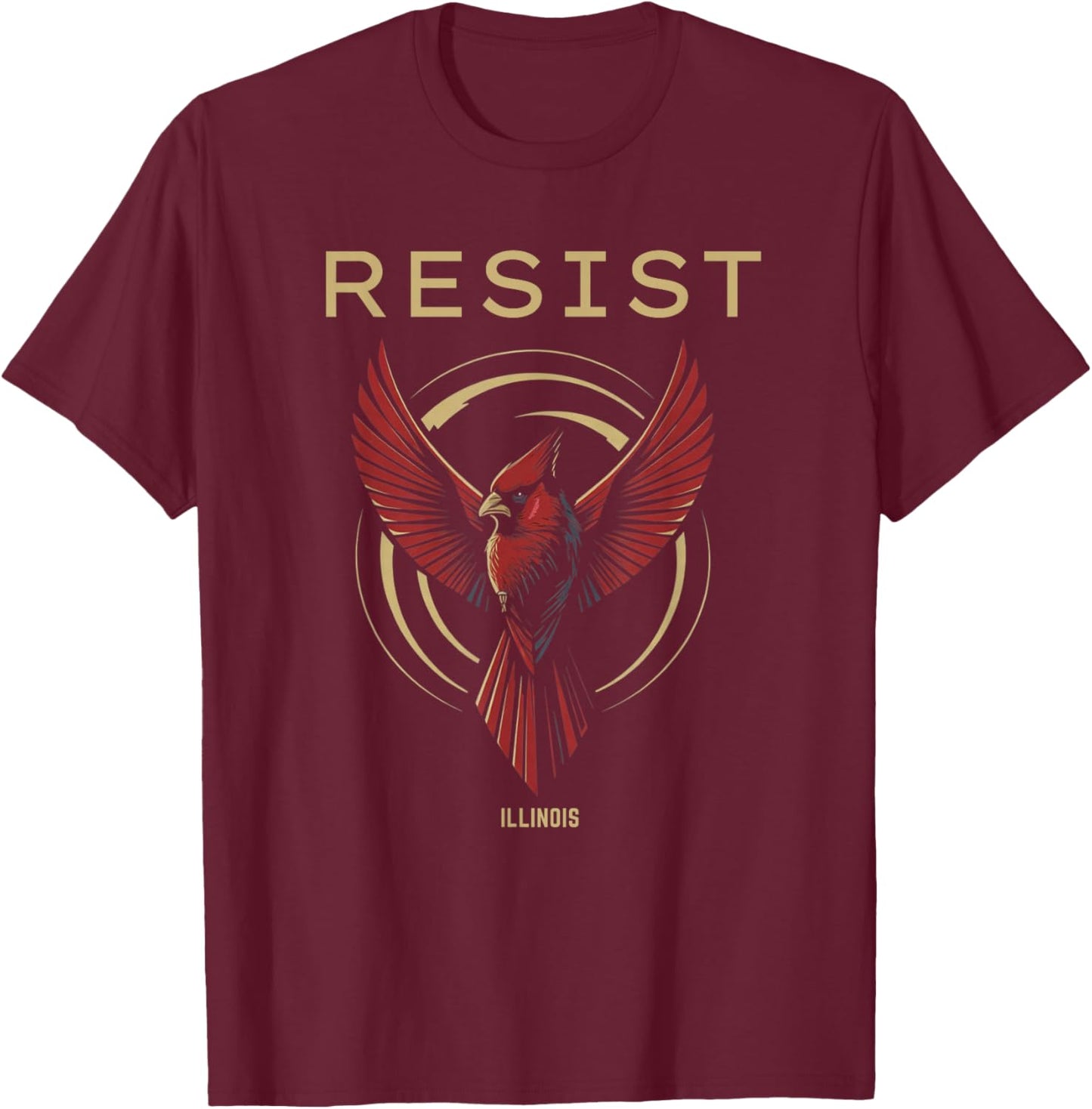 Illinois Resist 2026 Symbol of Rebel Alliance Red Cardinal T-Shirt - T-Shirt | Maroon