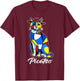 Funny Cat Design Picatso T-Shirt - T-Shirt | Maroon