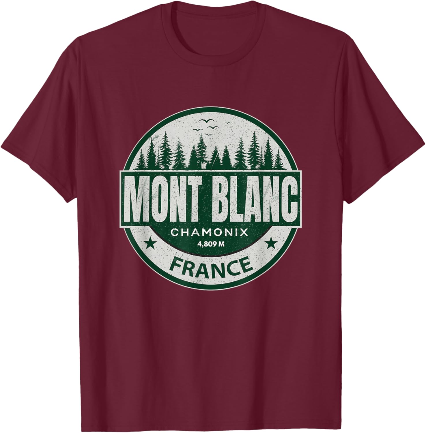 Chamonix Mont Blanc Resort Area Highest Summit in The Alps T-Shirt - T-Shirt | Maroon