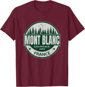 Chamonix Mont Blanc Resort Area Highest Summit in The Alps T-Shirt - T-Shirt | Maroon