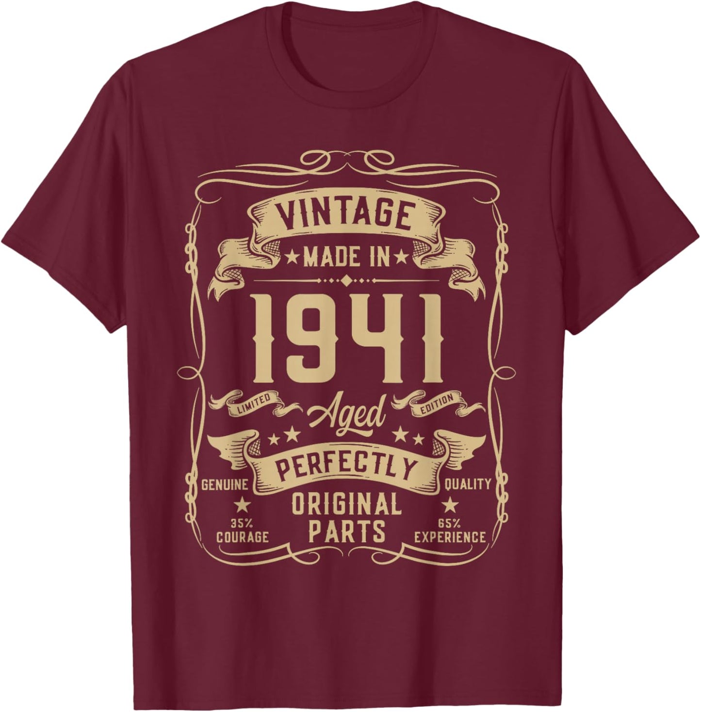 Vintage 1941 85yr 85th Birthday Gifts 85 Years Old T-Shirt - T-Shirt | Maroon