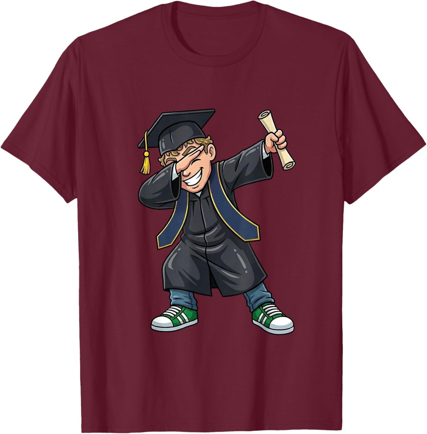 Dabbing Boy Graduation Class of 2026 Funny Graduate Senior T-Shirt - T-Shirt | Maroon
