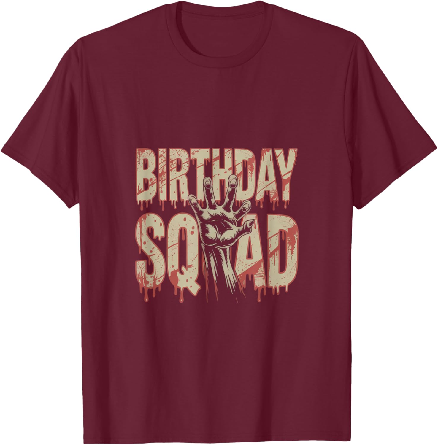 Creepy Zombie Birthday Squad Horror Party Halloween Funny T-Shirt - T-Shirt | Maroon