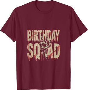 Creepy Zombie Birthday Squad Horror Party Halloween Funny T-Shirt - T-Shirt | Maroon