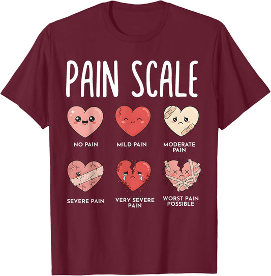 Valentines Day Nurse RN Valentine Nurse Pain Scale RN Nurse T-Shirt - T-Shirt | Maroon