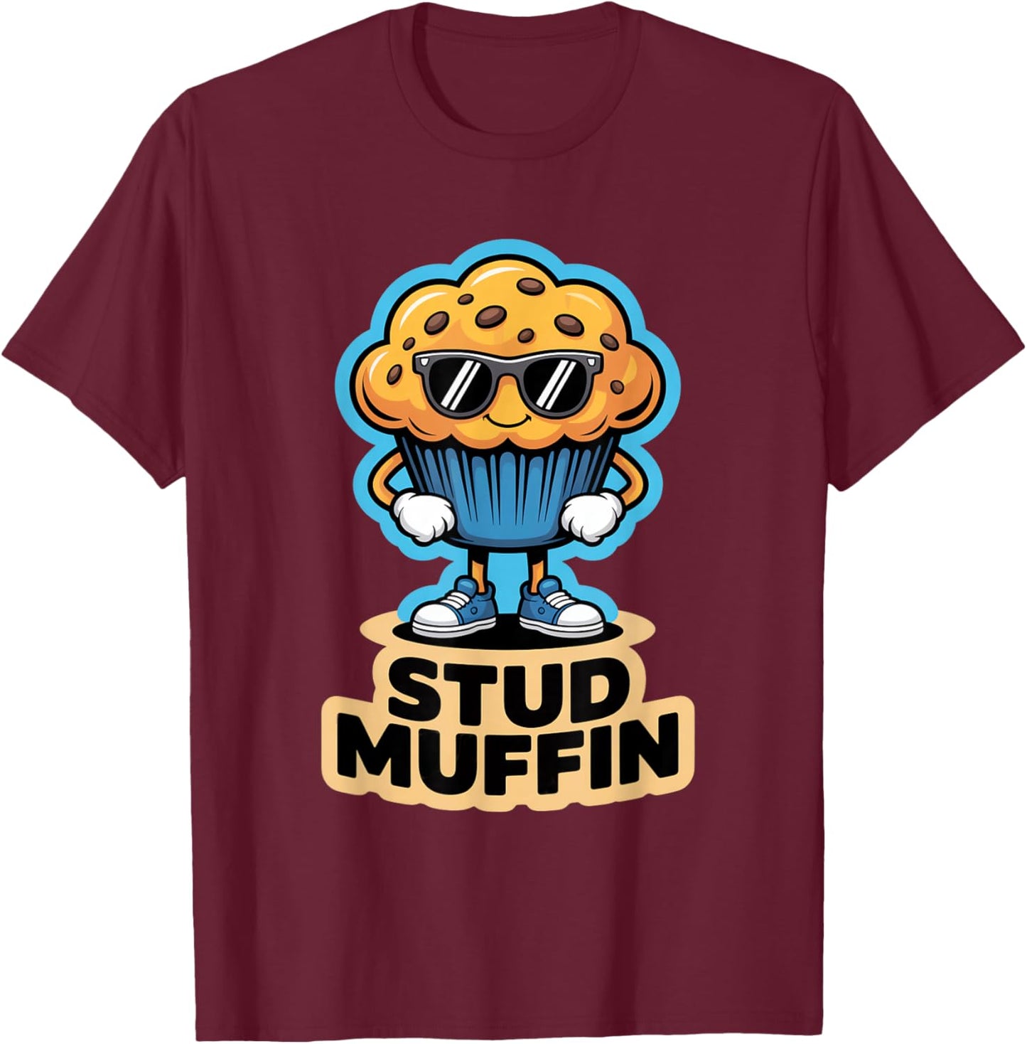 Stud Muffin Funny Kawaii Muffin T-Shirt - T-Shirt | Maroon