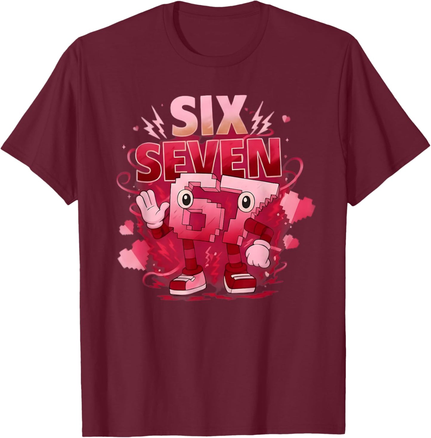 Six Seven Brainrot Italian Funny 67 Valentine Meme Kids T-Shirt - T-Shirt | Maroon