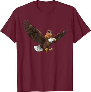 Capybara Eagle Lover Funny Graphic Boys Girls Kids T-Shirt - T-Shirt | Maroon