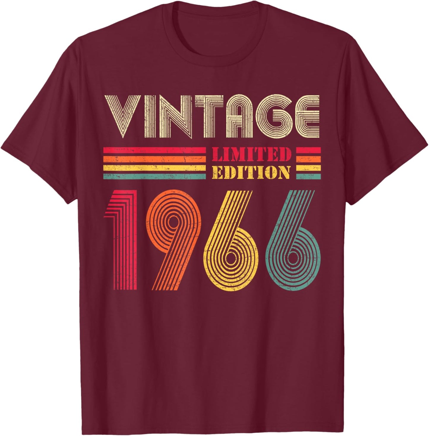 Vintage 1966 60th Birthday Gift Men Women 60 Years Old T-Shirt - T-Shirt | Maroon