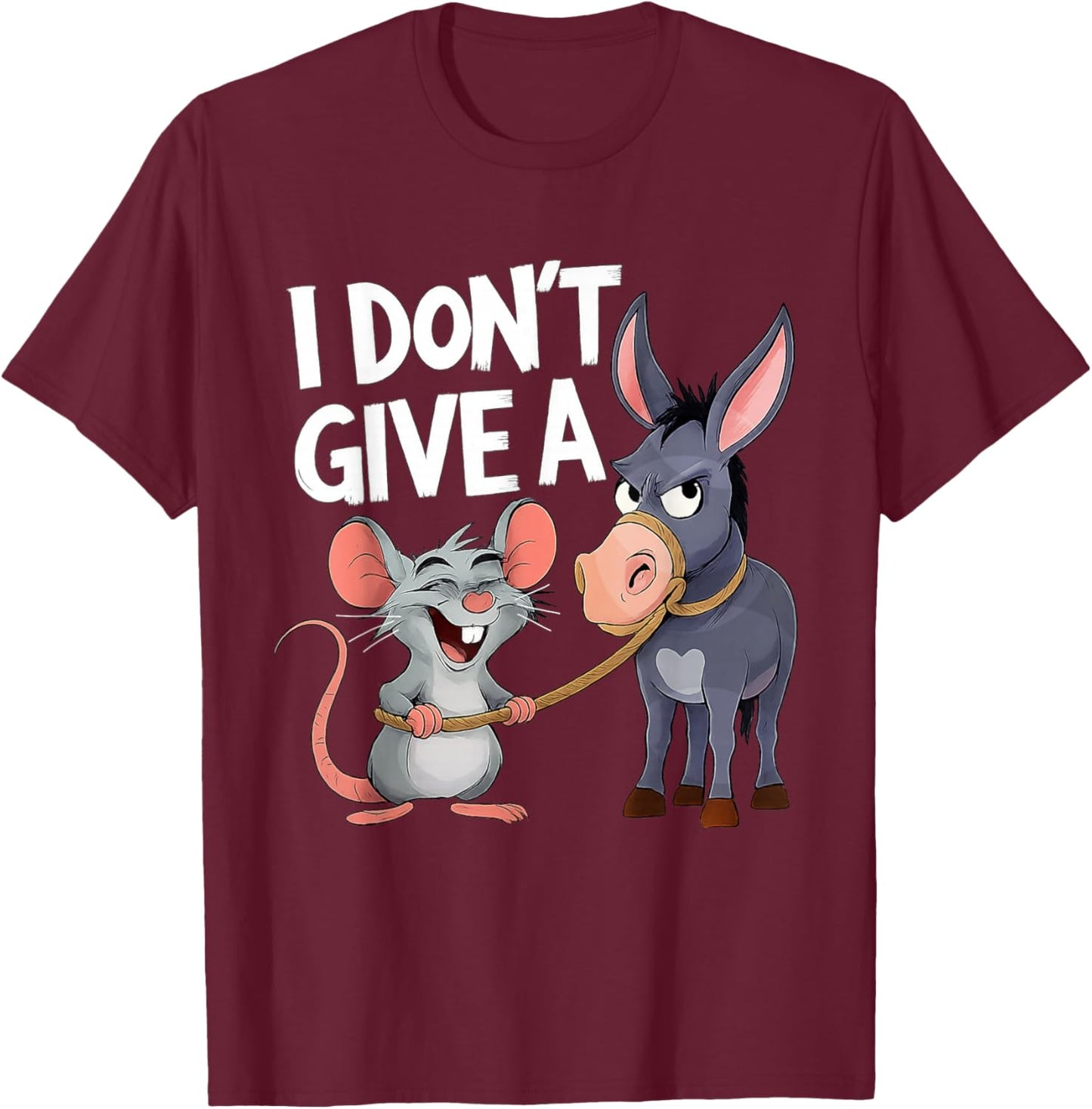 Mouse and Donkey Funny Sarcastic Animal T-Shirt - T-Shirt | Maroon